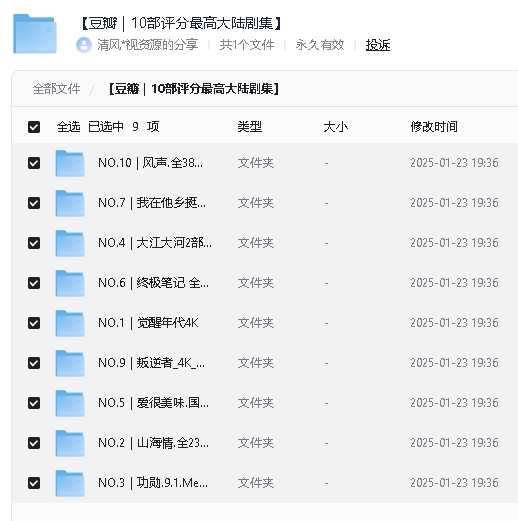 【豆瓣｜10部评分最高大陆剧集】