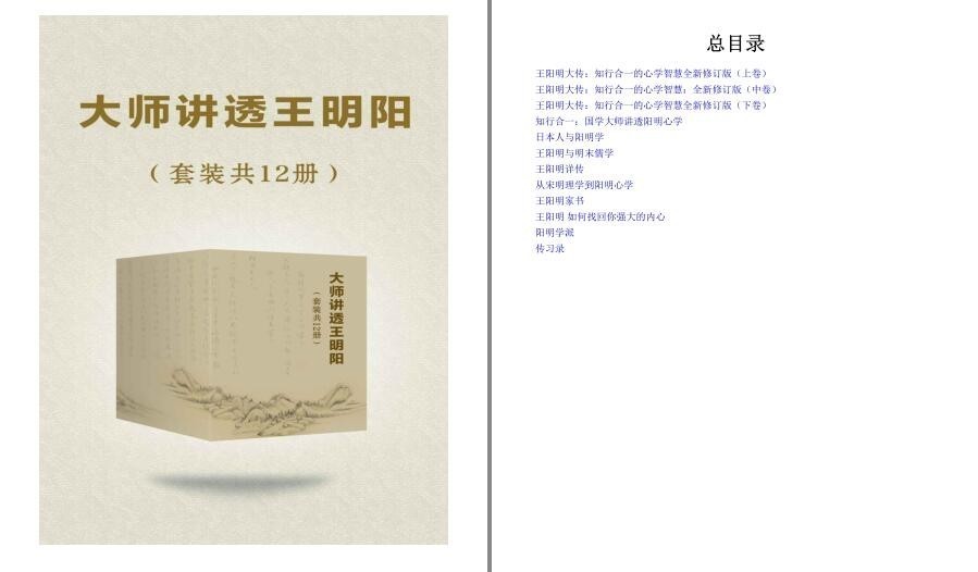 《大师讲透王阳明》套装共12册 传奇人生 知行合一 精妙智慧 [pdf.epub]