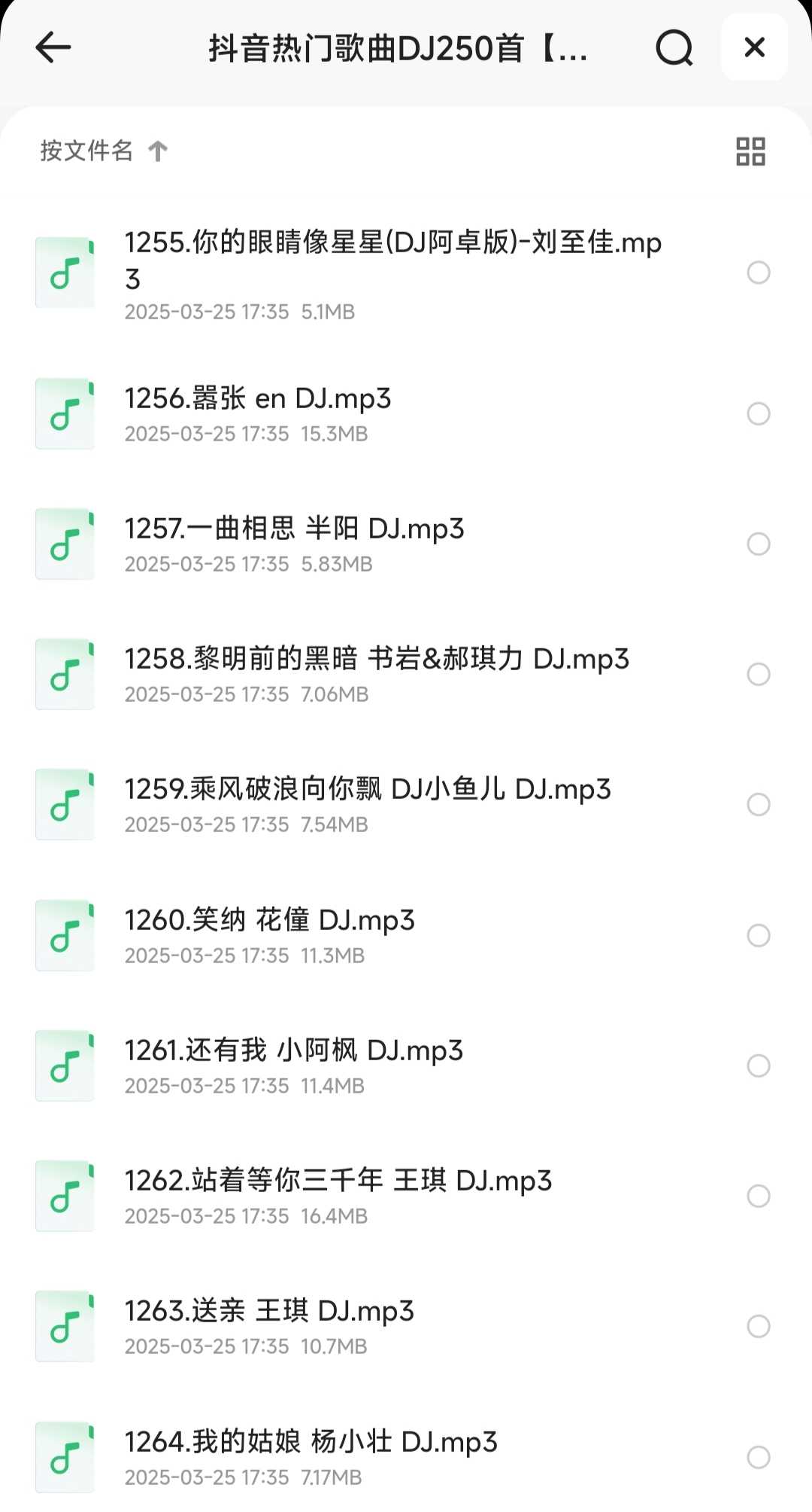 抖音热门歌曲DJ250首【dj/DJ】【音乐/歌曲】【MP3】