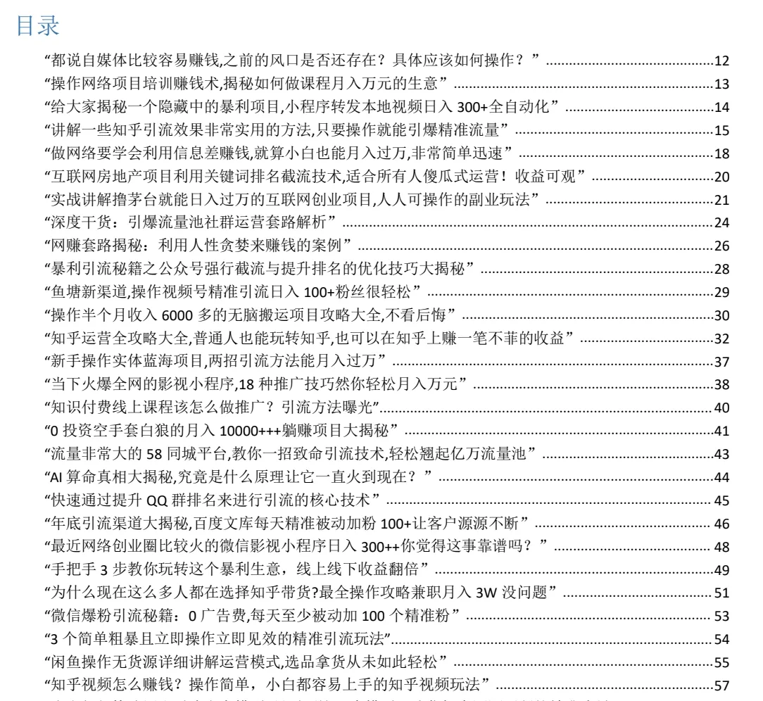 2025年450个搞钱野路子项目解析（23.8M）
