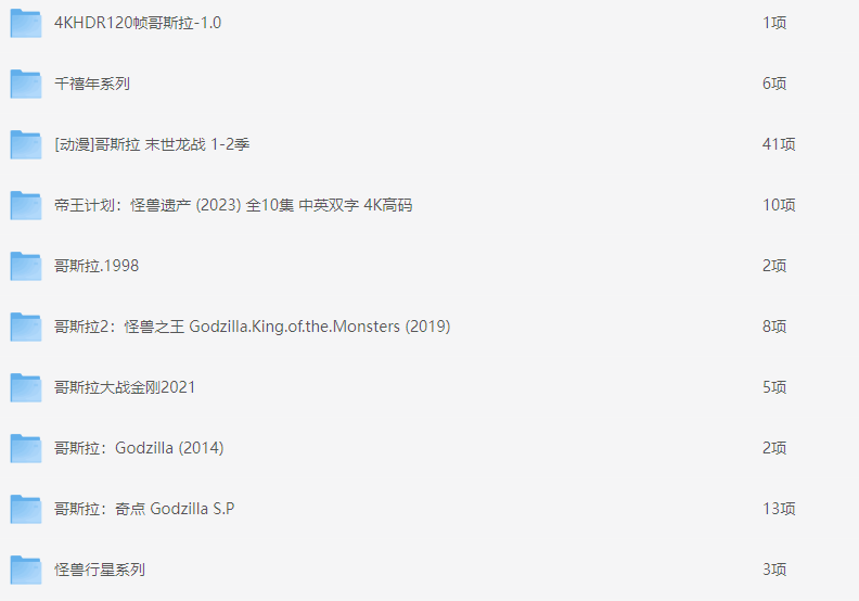 哥斯拉系列（MP4）（152G）