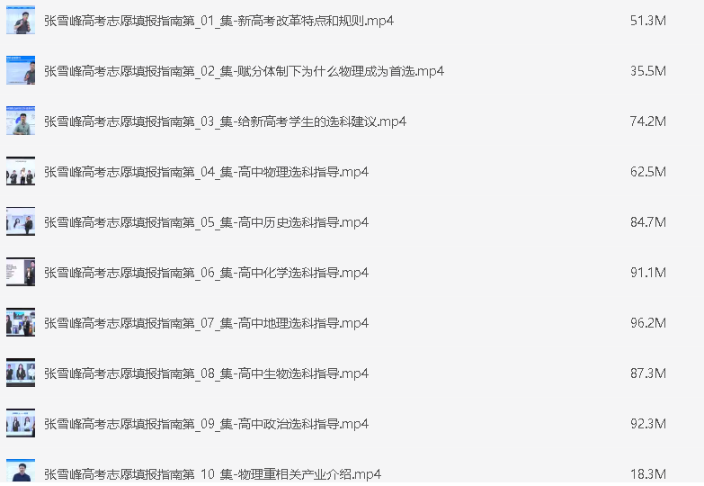 2023张雪峰高考志愿填报视频版本一【mp4】【1.8G】