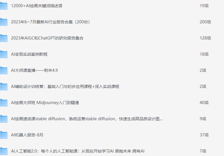 精心整理全网最全AI课程大全  付费课程合集+行业分析报告【134GB】